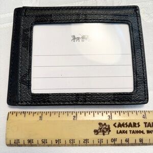 COACH Slim ID Card Case Wallet Black with Charcoal Signature Canvas